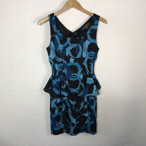 Twenty One Womens Dress Size Small Black& Blue Printed Sleeveless Tank Dress - Picture 2 of 15